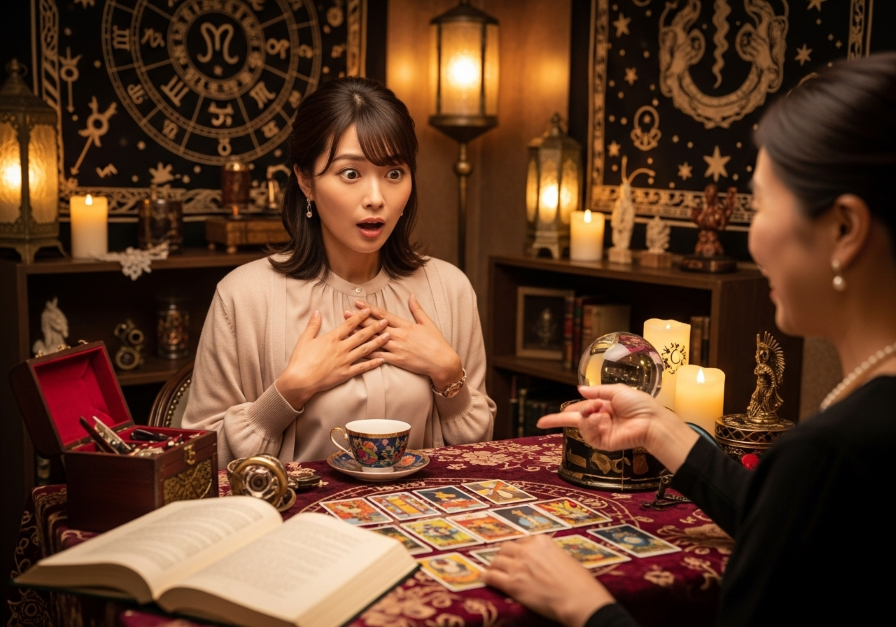 占いで運命の人のルックスを聞いて驚く女性