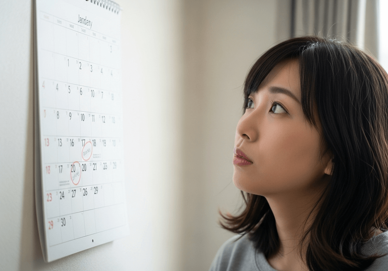 自分の誕生日を見て怪訝そうになる女性