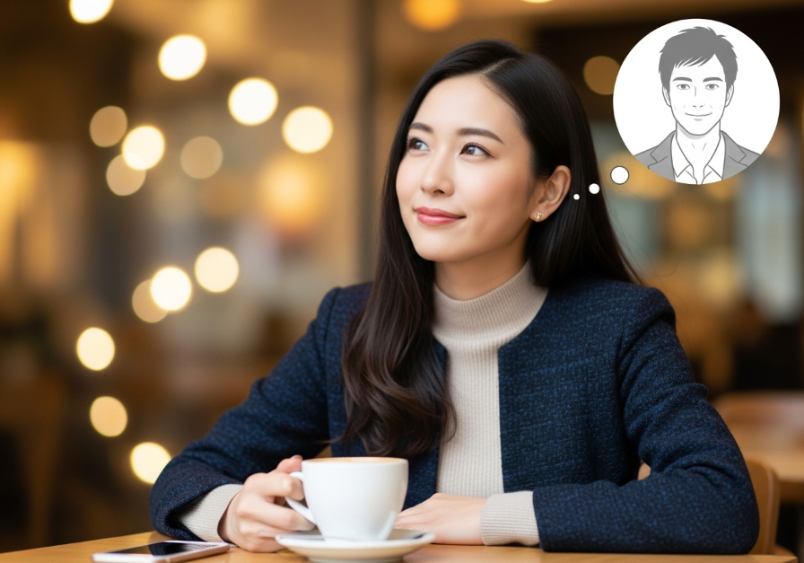 付き合ってないけど気になる男性のことを想像する女性