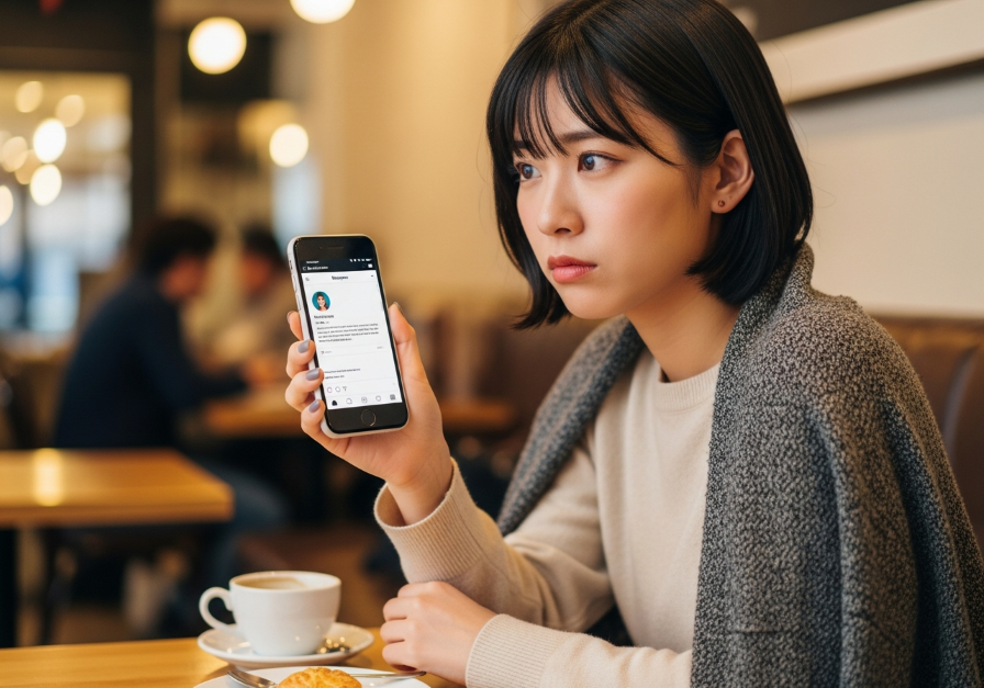 インスタ交換を悩む女性