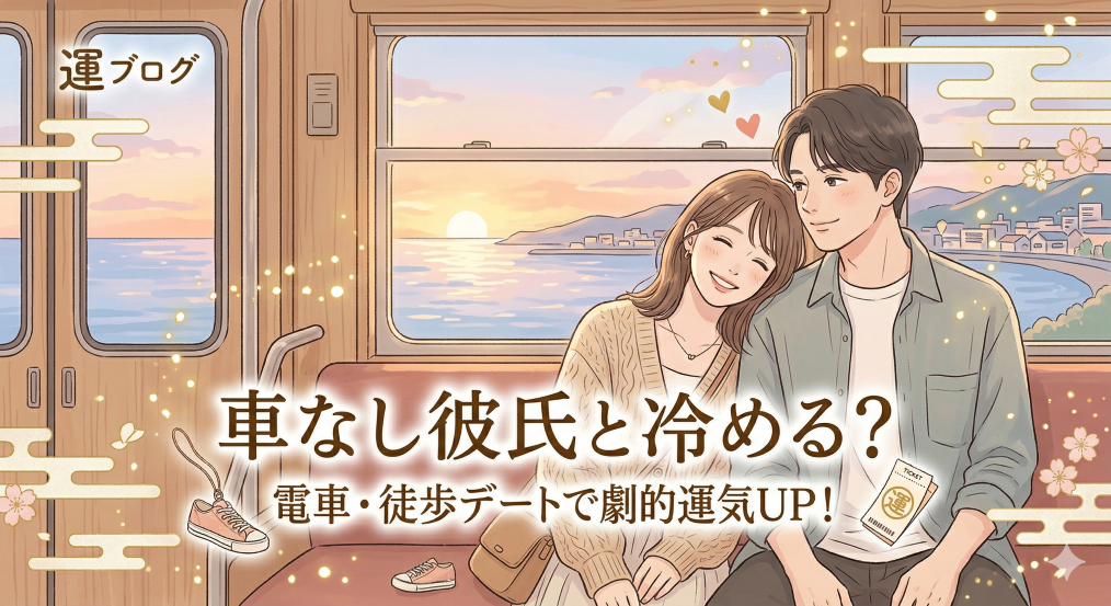 車なし彼と電車デートする女性