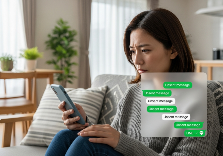 彼がLINEの取り消しが多い事に不安を感じる女性