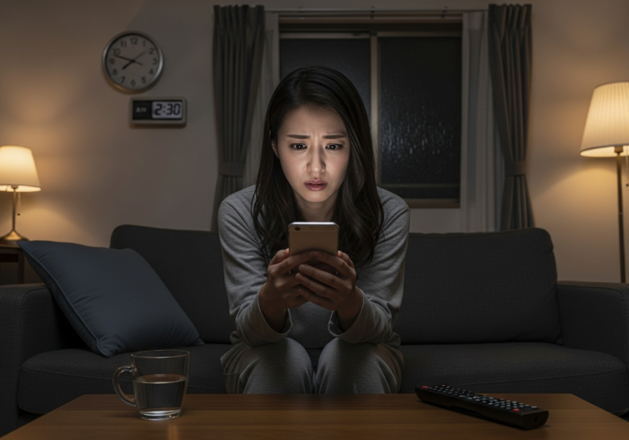 彼氏が飲み会に行って深夜まで連絡がない事を心配する女性