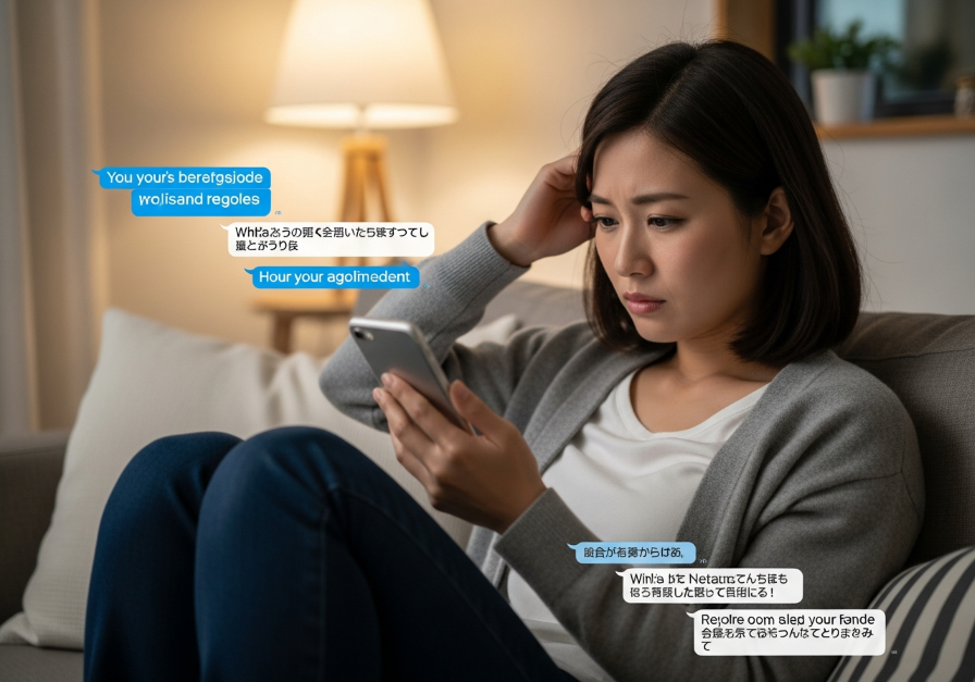 彼氏の返事が遅し事に疲れた女性