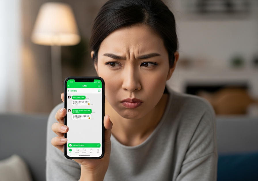 彼氏からLINEの返事が来なくてイライラしている女性
