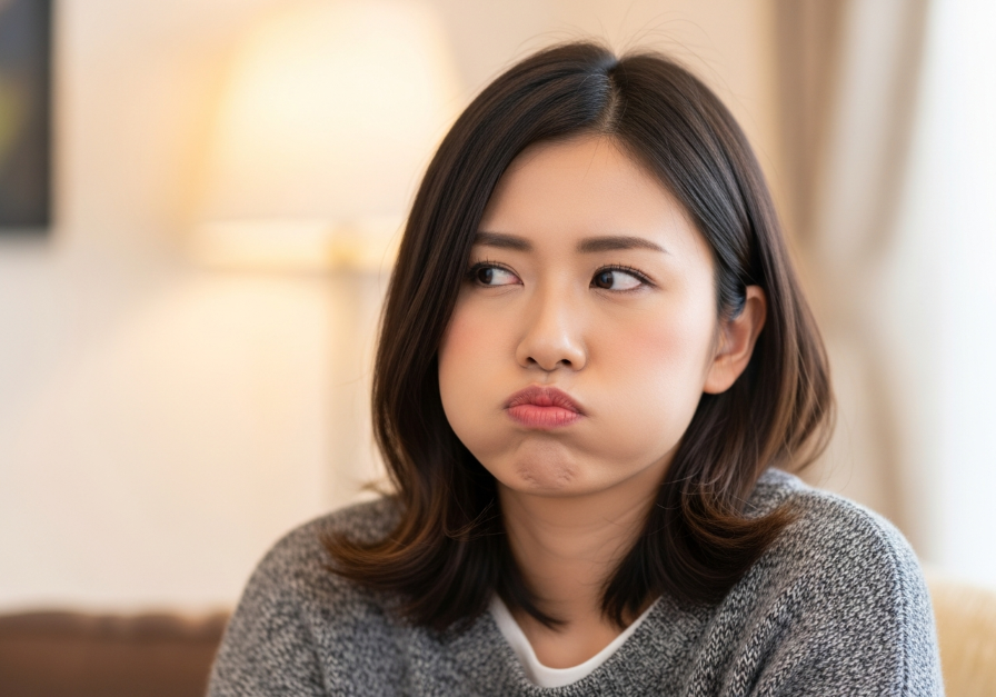 最近彼氏が褒めてくれないことにむくれている女性