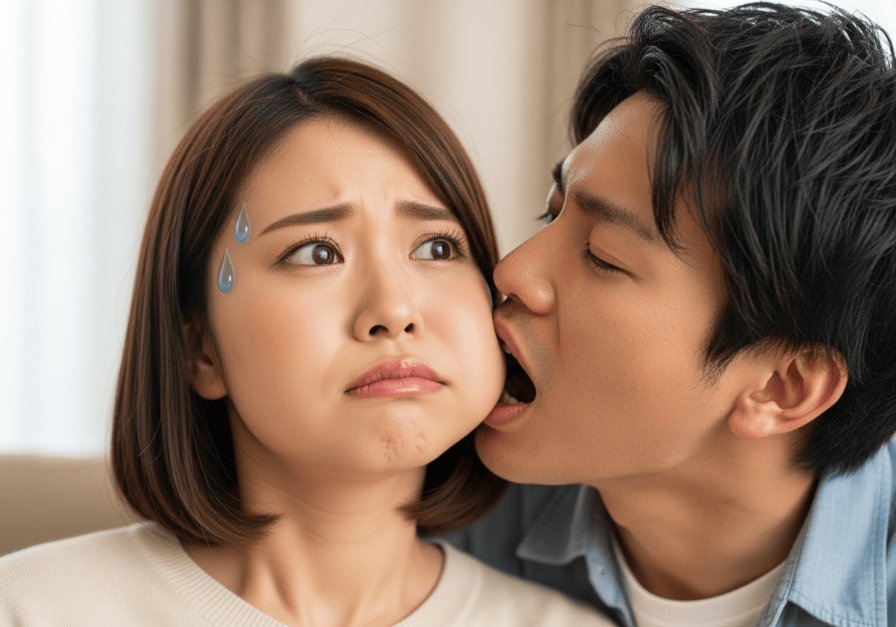 彼氏がほっぺを食べてきて困る女性