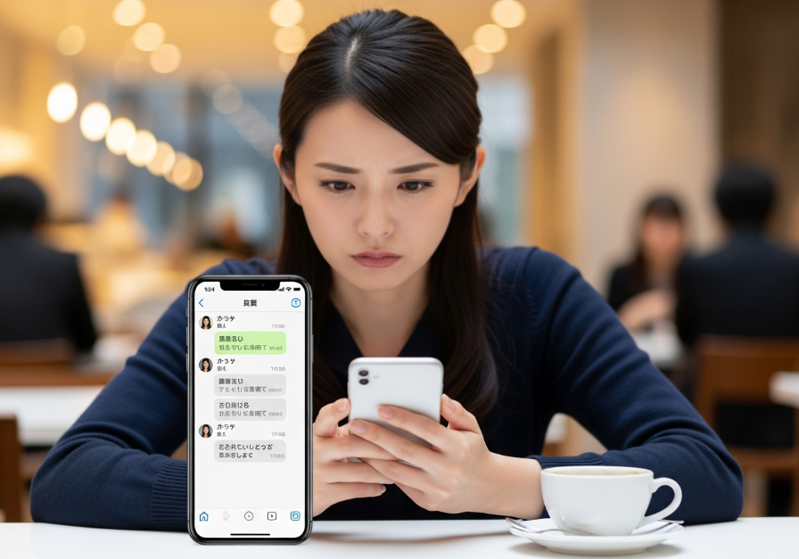 彼が既読無視して機嫌が悪い女性