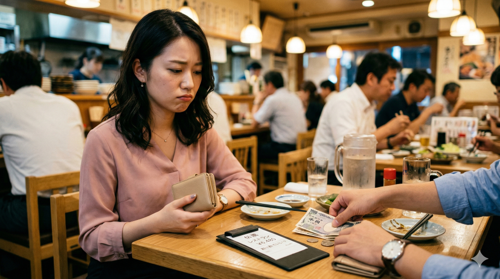 彼氏が割り勘と言ってきて少し怪訝そうな顔をする女性