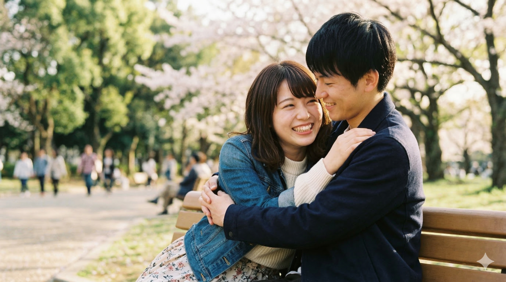 彼氏とラブラブな女性