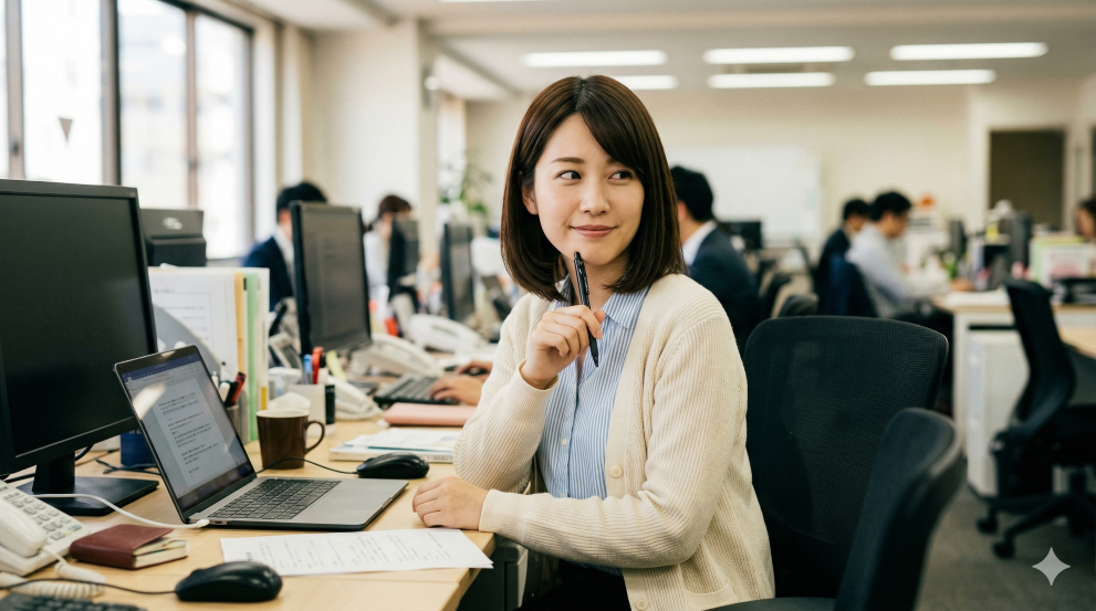 最近隣の席の男性社員が気になる女性