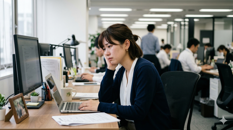 社内恋愛で付き合っていた彼と別れて毎日が辛い女性