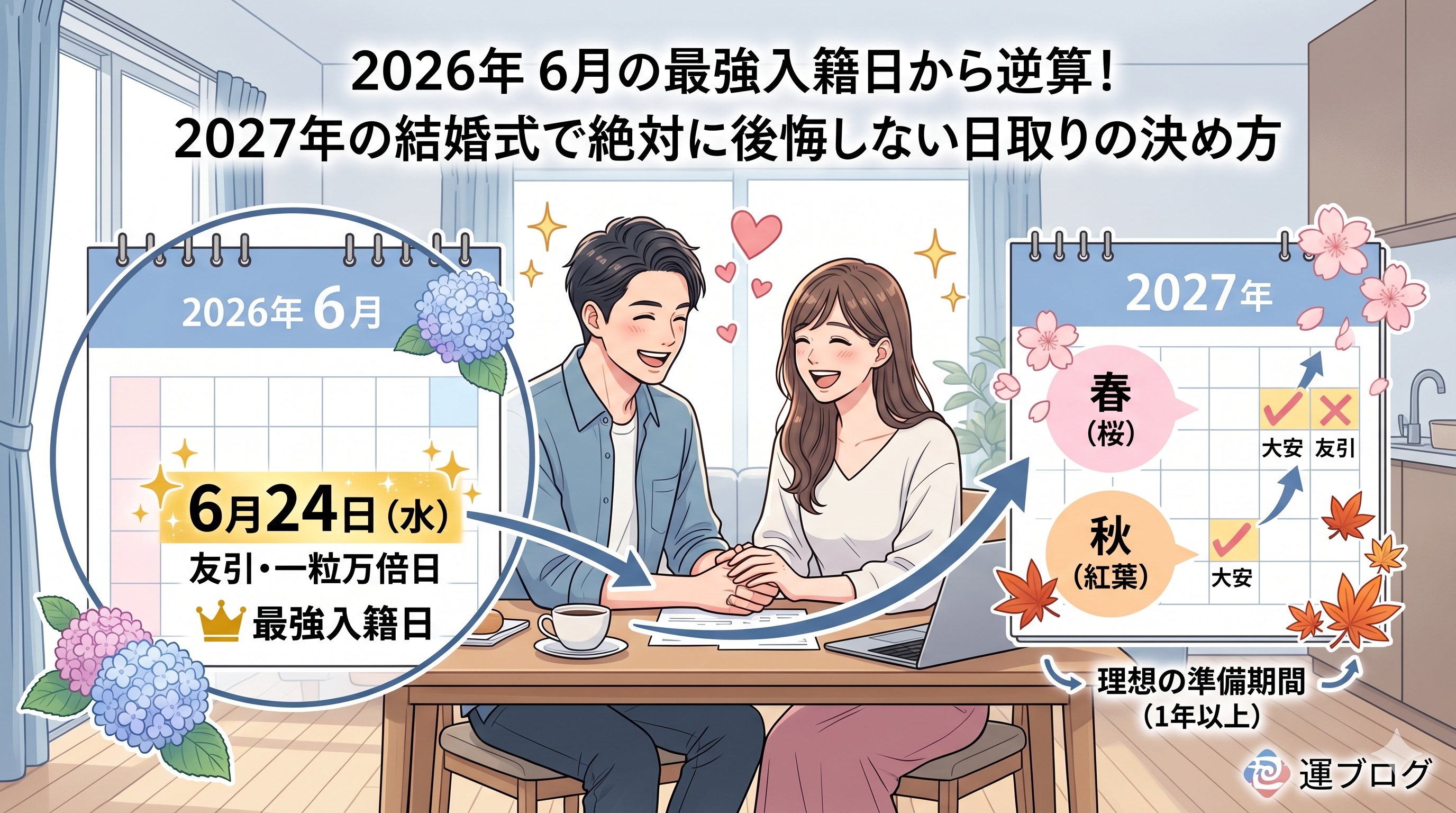 2026年6月入籍→2027年結婚式最適日