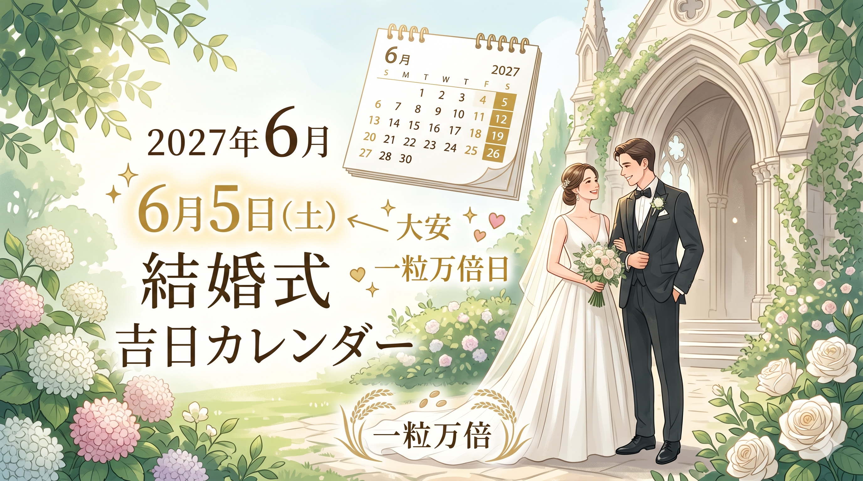 2027年6月結婚式に最強な日はいつ？
