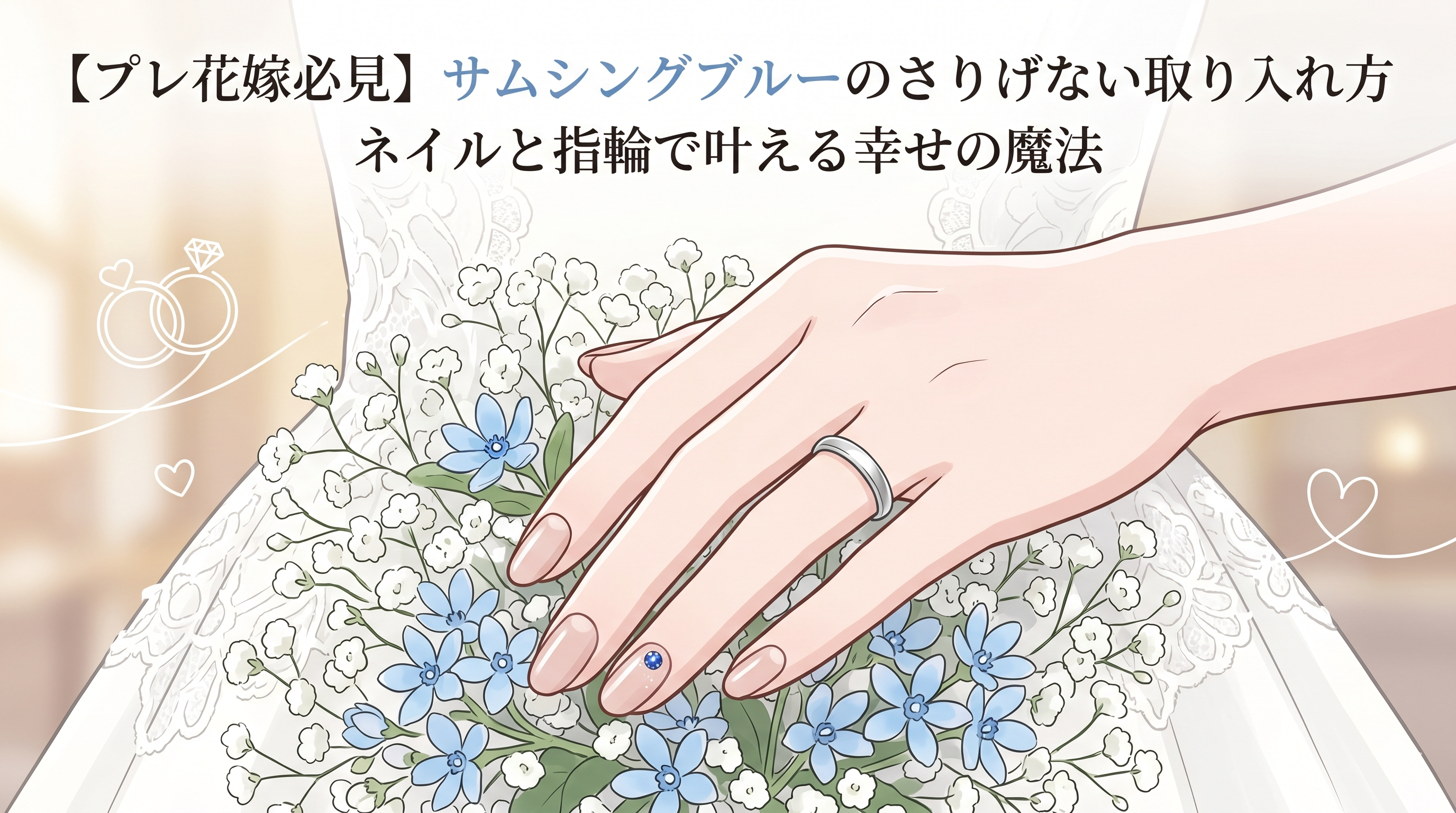 サムシングブルー指輪、ネイル