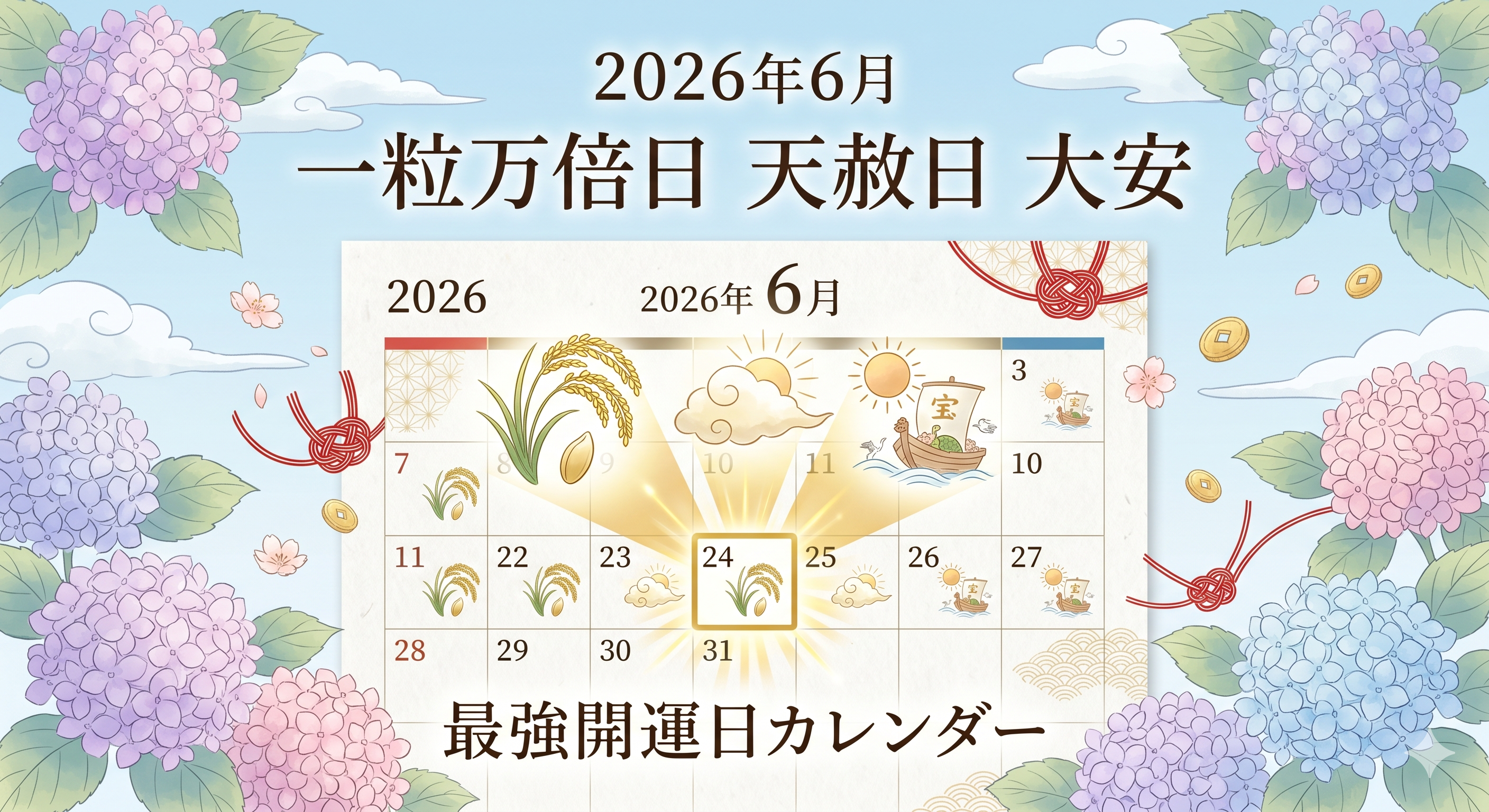 一粒万倍日、天赦日、大安が重なる2026年の最強日