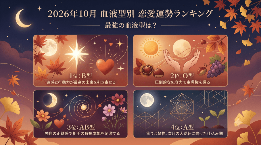 血液型別2026年10月の恋愛占い